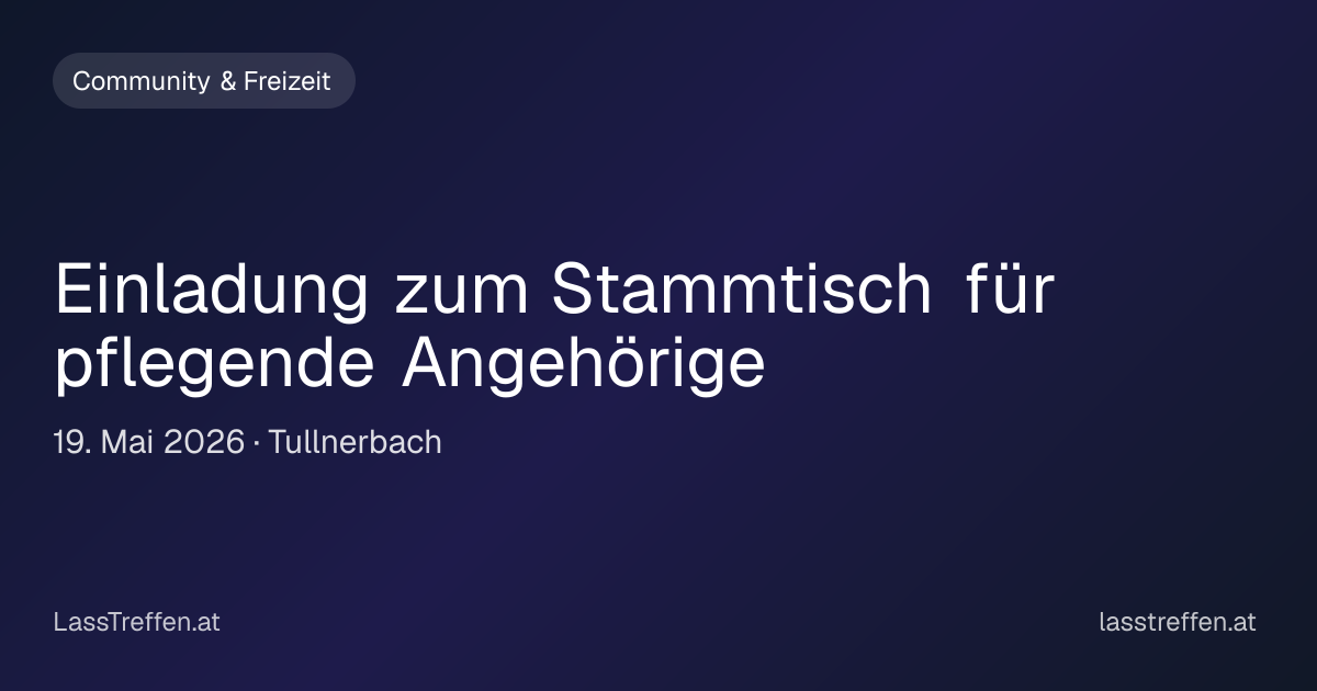 Einladung zum Stammtisch für pflegende Angehörige