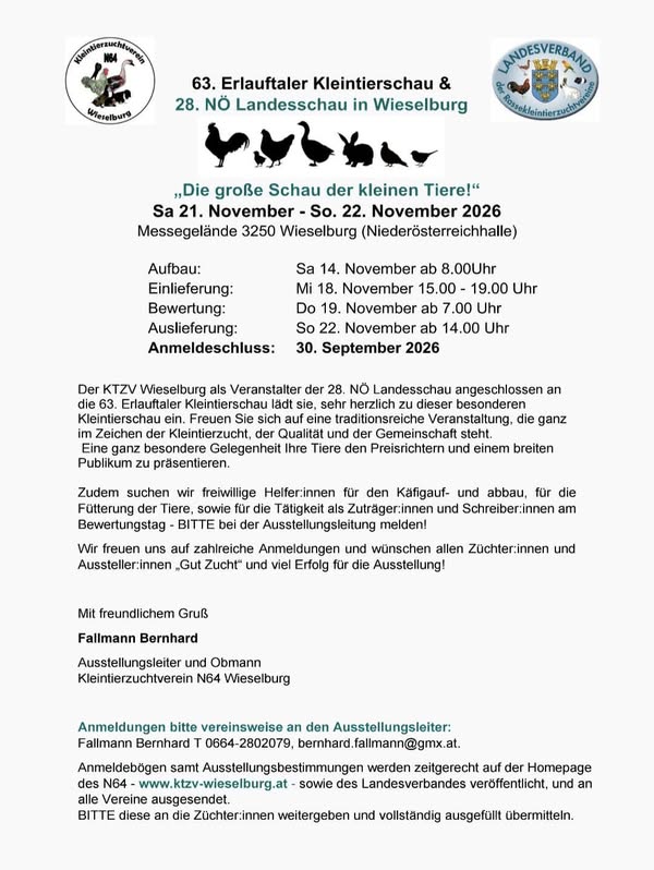 Erlauftaler Kleintierschau & NÖ Landesschau