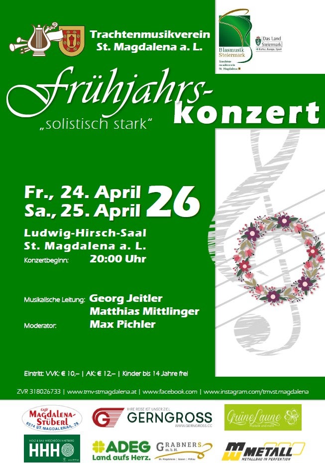 Frühjahrskonzert des Trachtenmusikvereins St. Magdalena a. L.