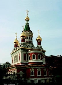 Buffet mit traditionellen russischen Piroggen