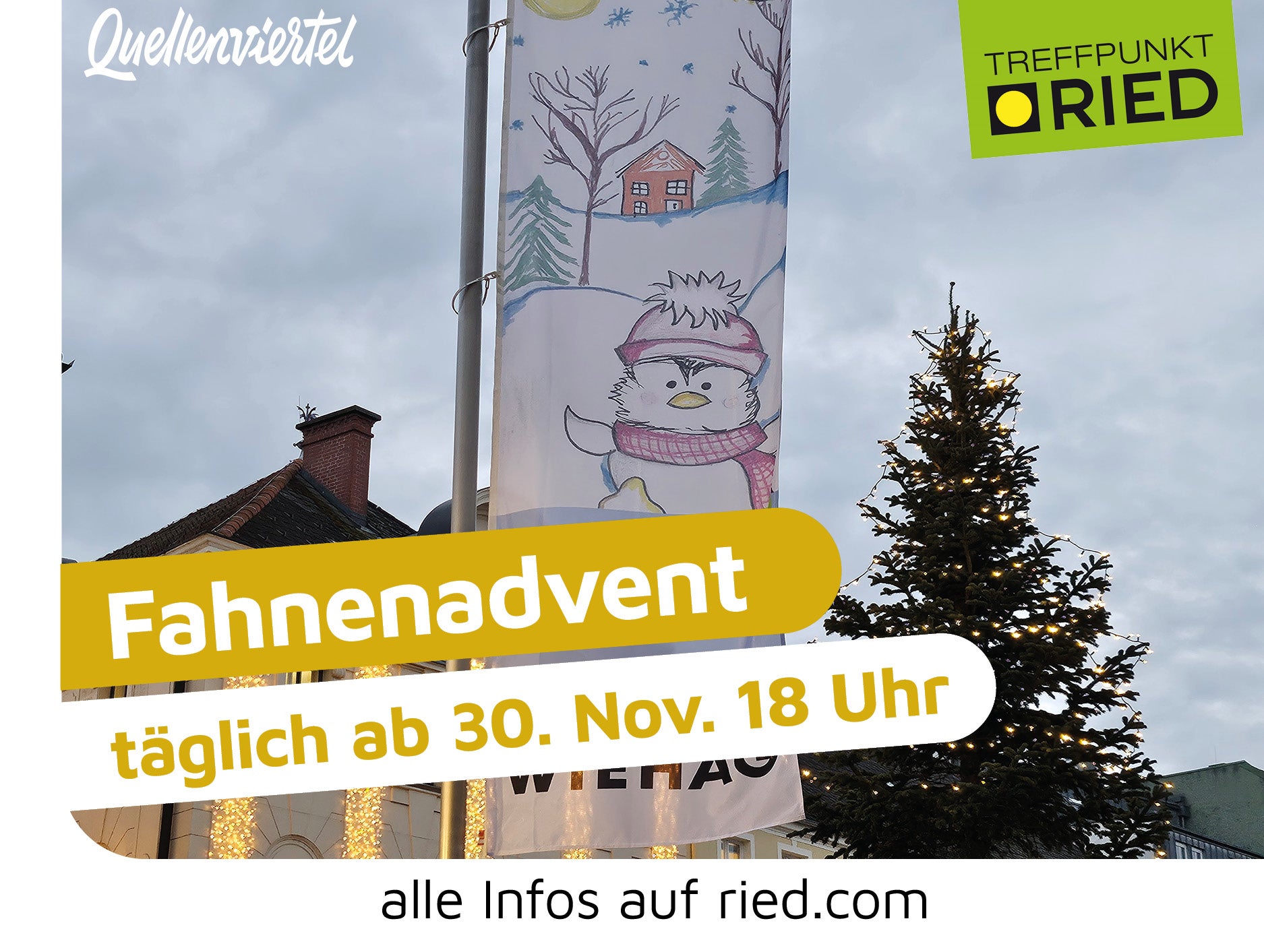Rieder Fahnenadvent am Hauptplatz in Ried im Innkreis