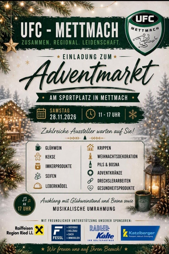 Adventmarkt am Sportplatz in Mettmach