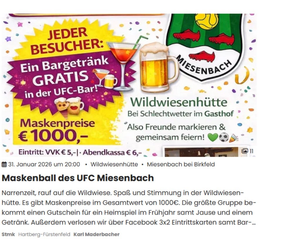 Maskenball des UFC Miesenbach