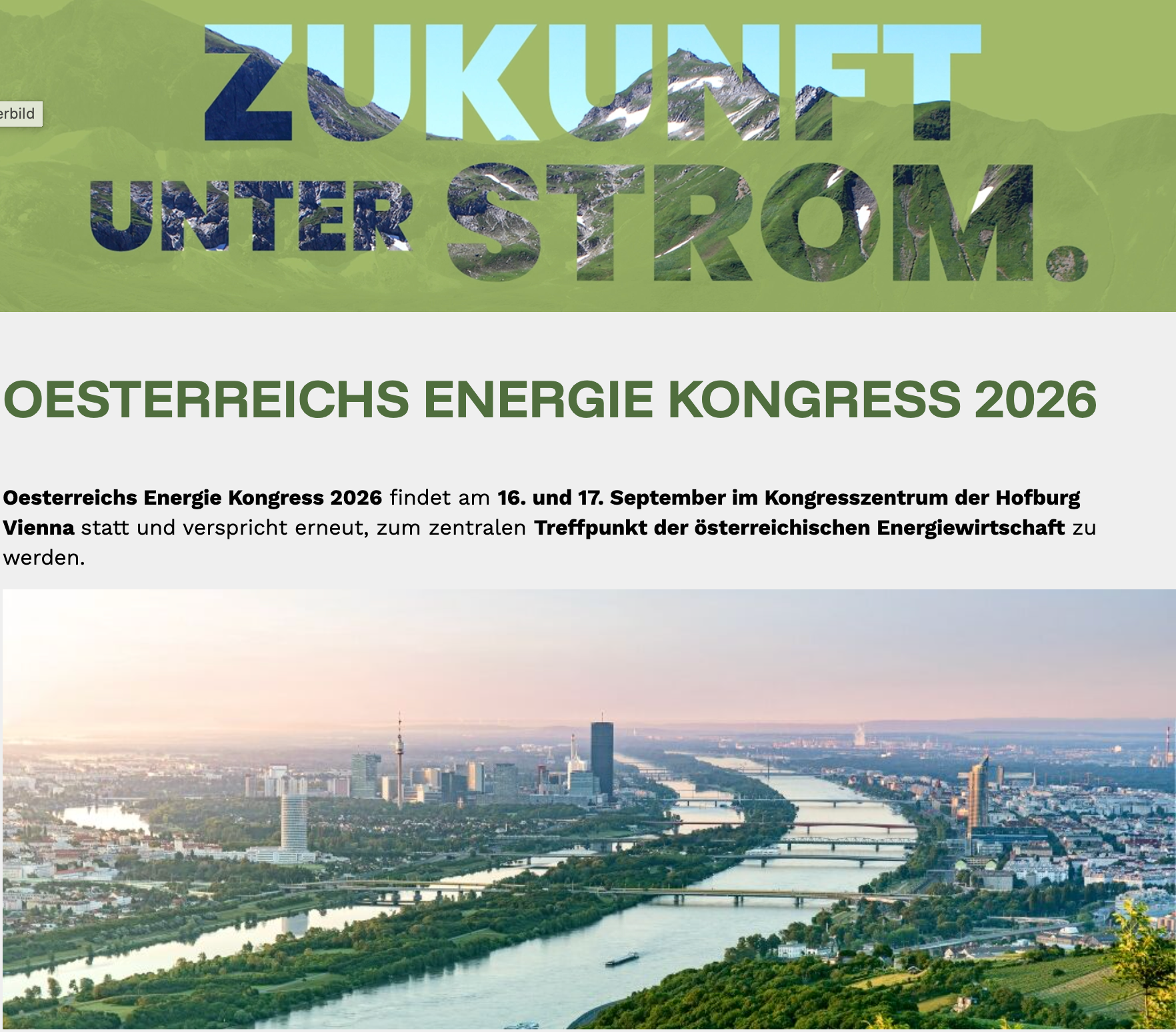 Oesterreichs Energie Kongress 2026 – 'Zukunft unter Strom'