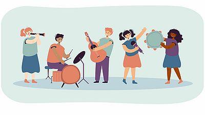 GB*Stadtteilpartnerschaft:
Gemeinsam musizieren bei der offenen Musiksession